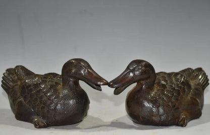 China brass archaize duck crafts statue A pair
