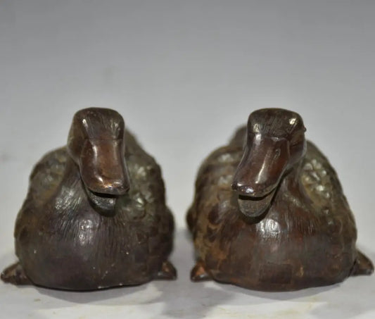 China brass archaize duck crafts statue A pair