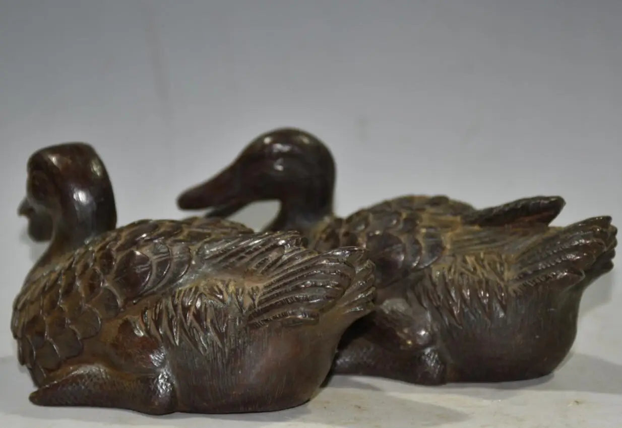 China brass archaize duck crafts statue A pair
