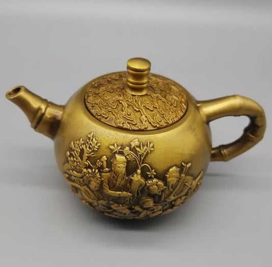 China brass archaize eight immortals teapot crafts statue