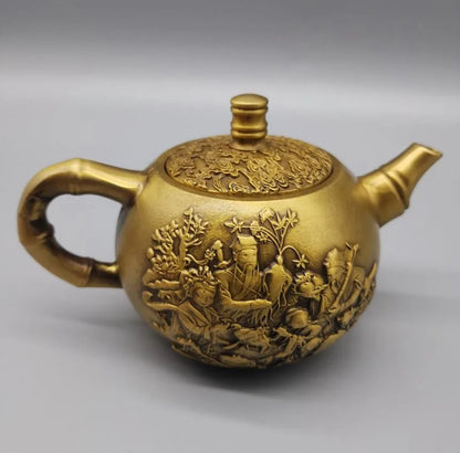 China brass archaize eight immortals teapot crafts statue