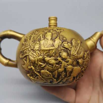China brass archaize eight immortals teapot crafts statue