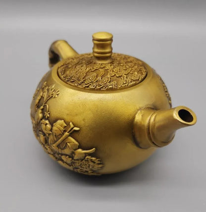 China brass archaize eight immortals teapot crafts statue