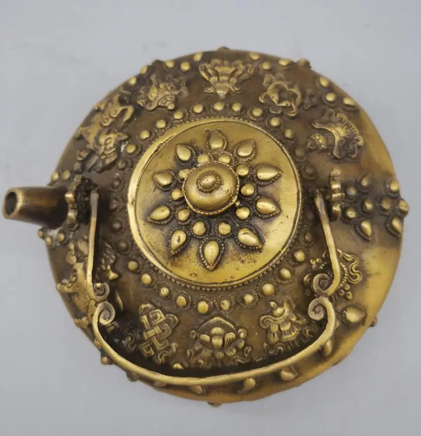 China brass archaize eight treasures teapot crafts statue