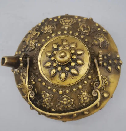 China brass archaize eight treasures teapot crafts statue