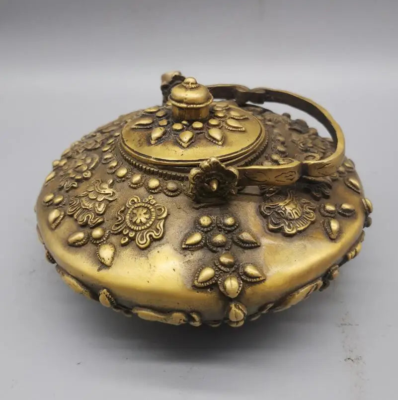 China brass archaize eight treasures teapot crafts statue
