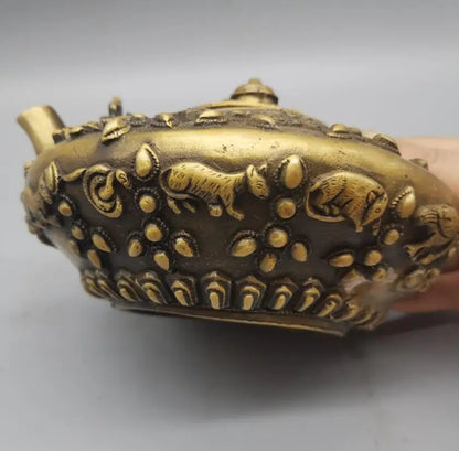 China brass archaize eight treasures teapot crafts statue