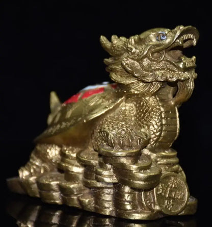 China brass archaize eight trigrams dragon turtle crafts statue