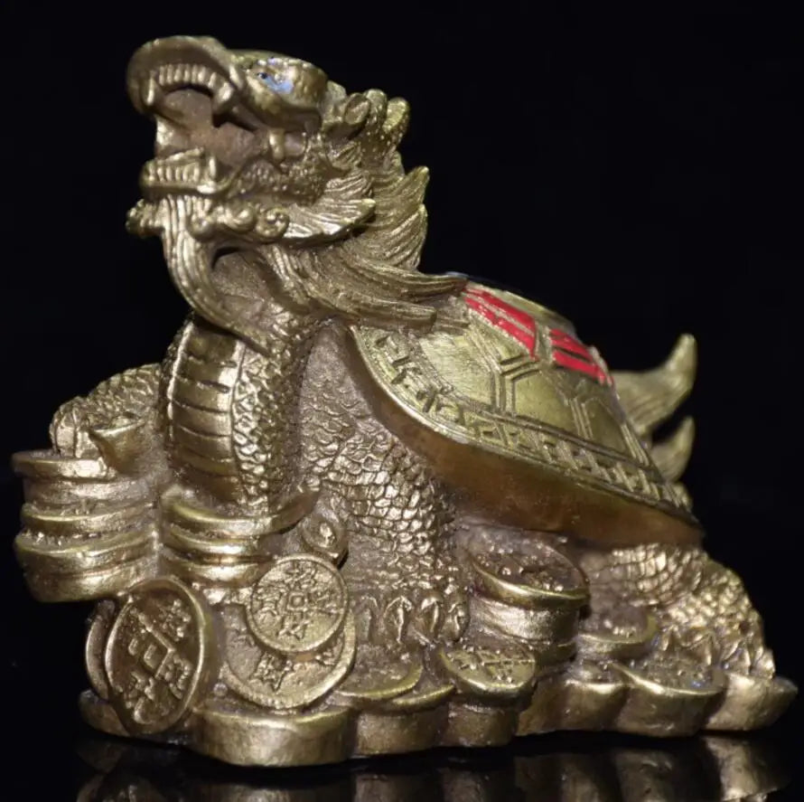 China brass archaize eight trigrams dragon turtle crafts statue