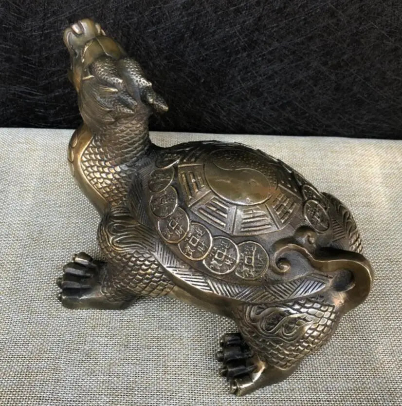 China brass archaize eight trigrams dragon turtle crafts statue