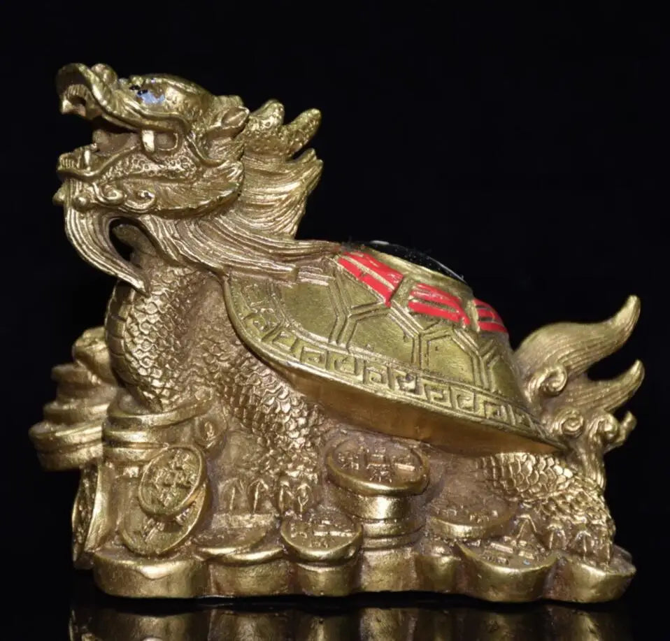 China brass archaize eight trigrams dragon turtle crafts statue