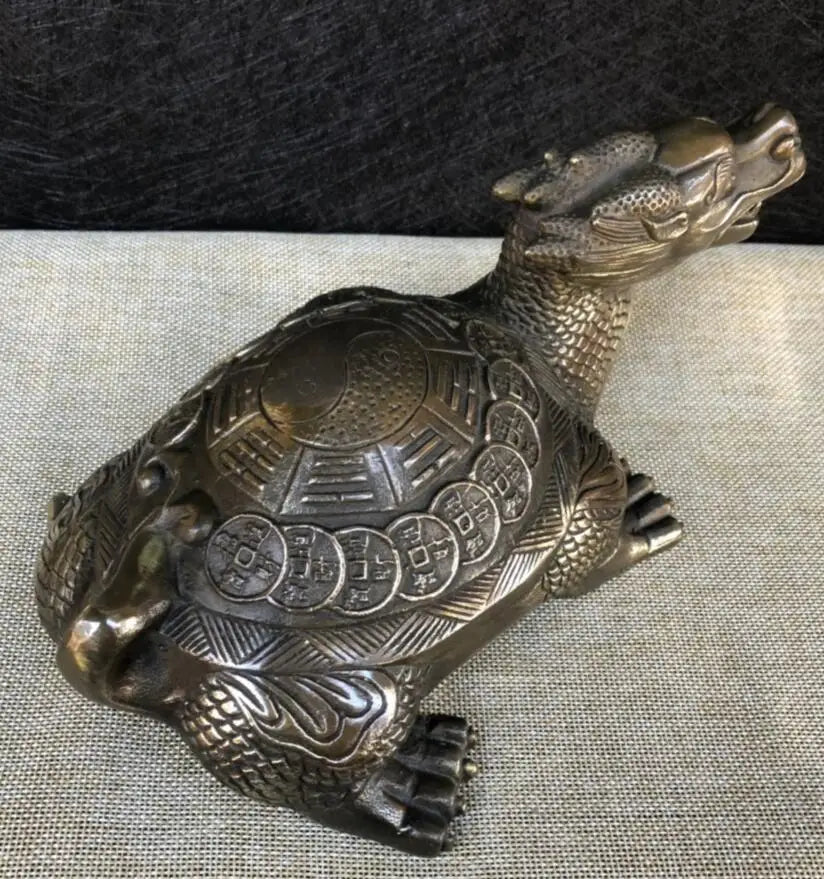 China brass archaize eight trigrams dragon turtle crafts statue