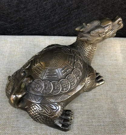 China brass archaize eight trigrams dragon turtle crafts statue