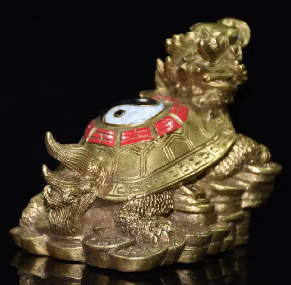 China brass archaize eight trigrams dragon turtle crafts statue