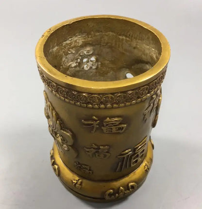 China brass archaize five blessing Pen holder crafts statue