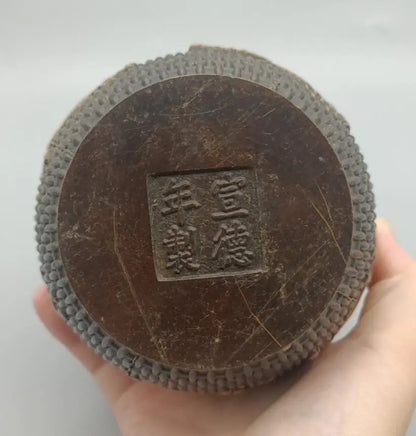 China brass archaize five cow Tea caddy crafts statue