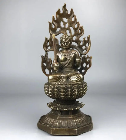 China brass archaize flame Buddha crafts statue