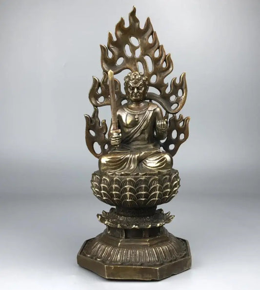 China brass archaize flame Buddha crafts statue