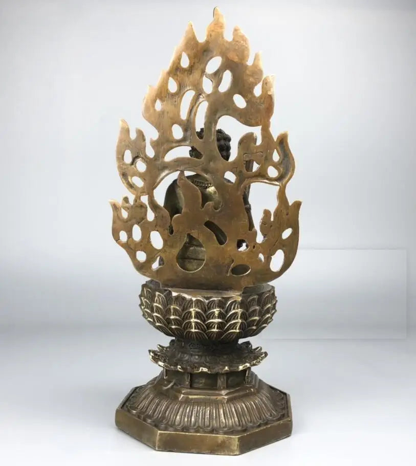 China brass archaize flame Buddha crafts statue