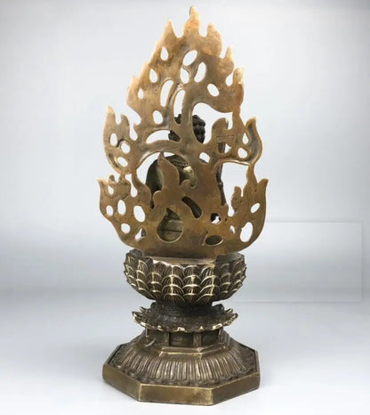 China brass archaize flame Buddha crafts statue