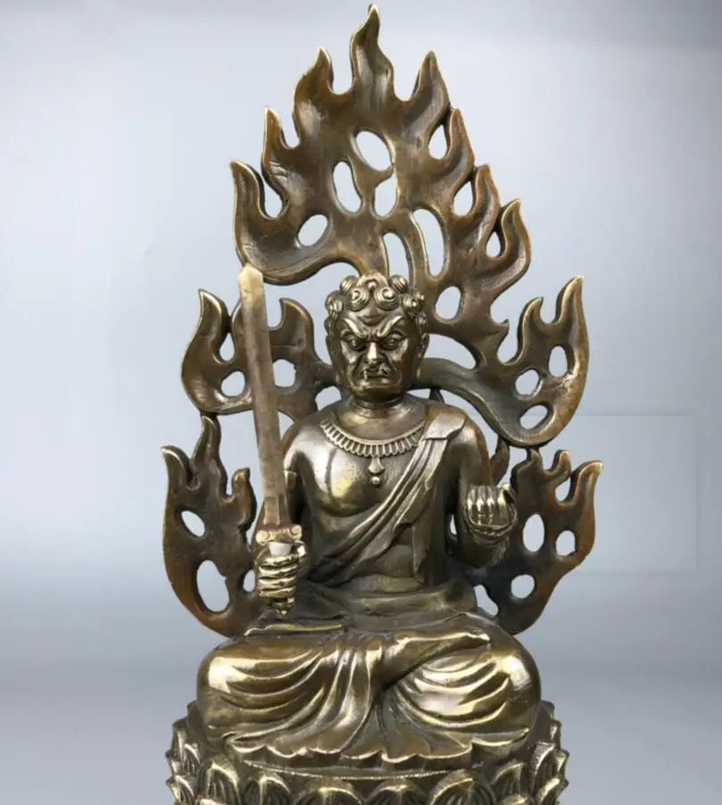 China brass archaize flame Buddha crafts statue