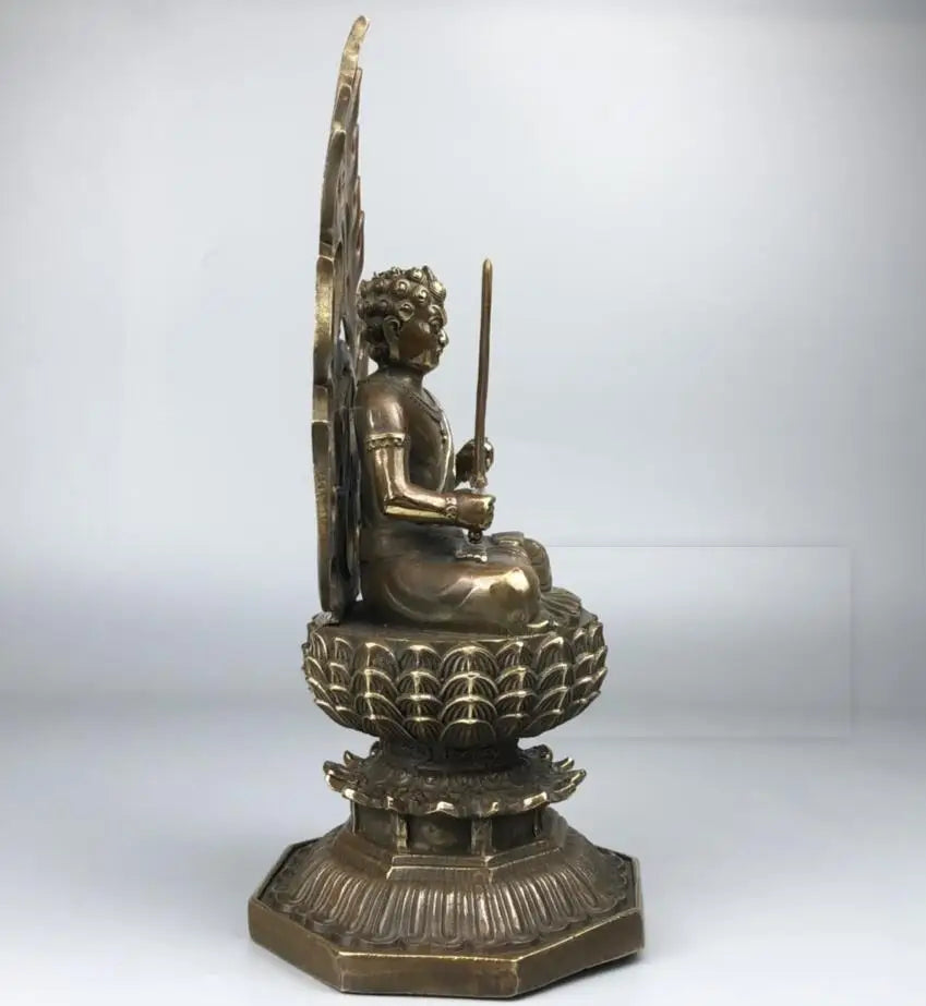 China brass archaize flame Buddha crafts statue