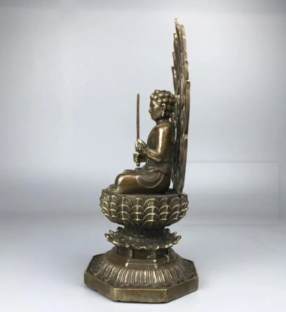 China brass archaize flame Buddha crafts statue