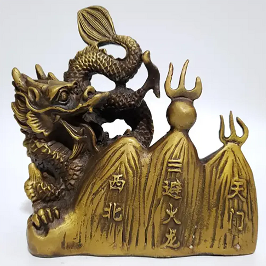 China brass archaize flame dragon crafts statue