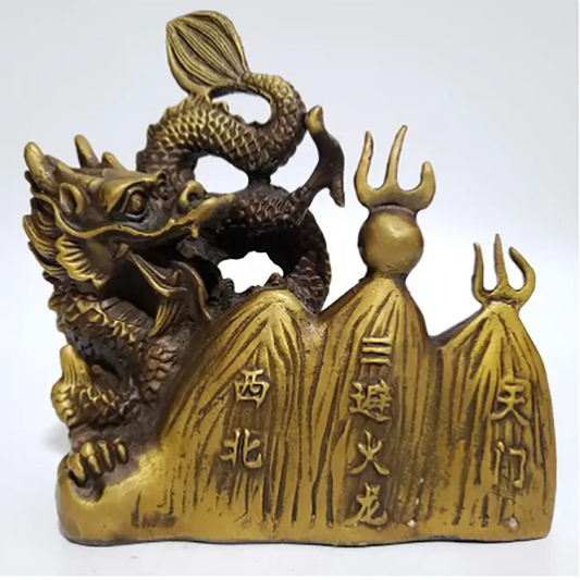 China brass archaize flame dragon crafts statue