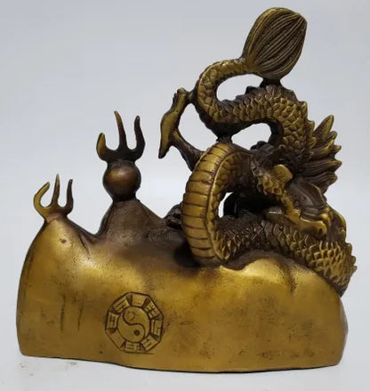 China brass archaize flame dragon crafts statue