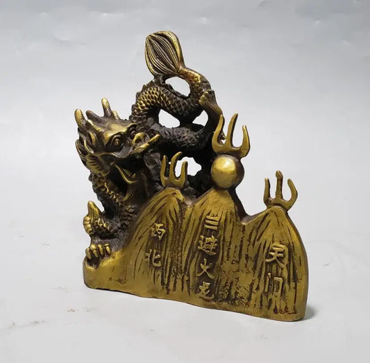 China brass archaize flame dragon crafts statue
