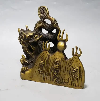 China brass archaize flame dragon crafts statue