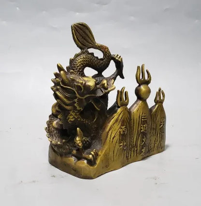 China brass archaize flame dragon crafts statue