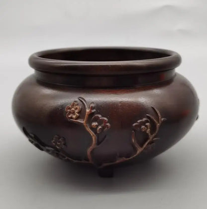 China brass archaize flower Pattern Incense burner crafts statue