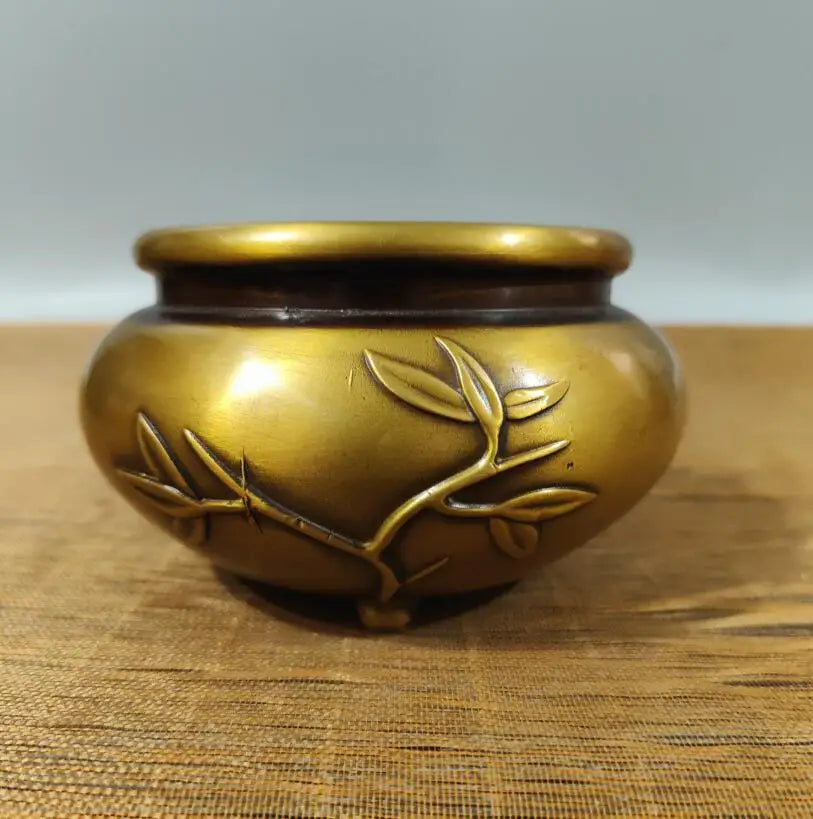 China brass archaize flower Pattern Incense burner crafts statue