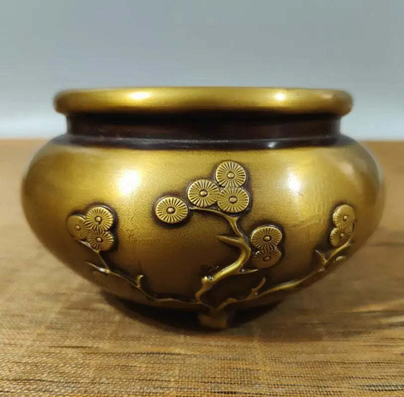 China brass archaize flower Pattern Incense burner crafts statue
