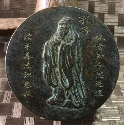 China brass archaize four Big Educator ink box crafts statue