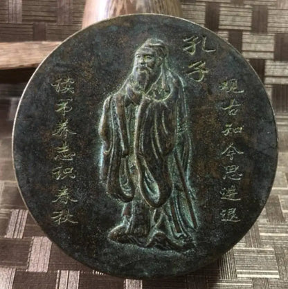 China brass archaize four Big Educator ink box crafts statue