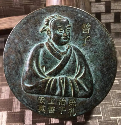 China brass archaize four Big Educator ink box crafts statue
