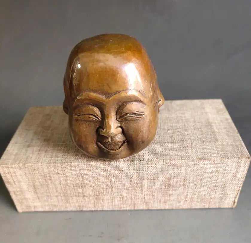 China brass archaize four face Buddha head Small crafts statue
