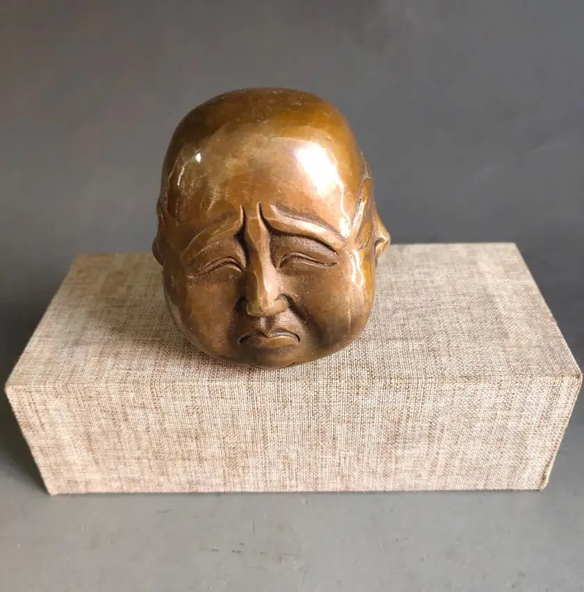 China brass archaize four face Buddha head Small crafts statue