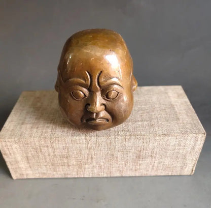 China brass archaize four face Buddha head Small crafts statue