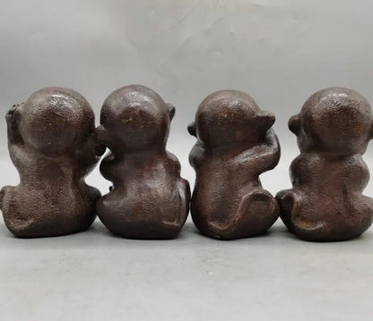 China brass archaize four monkey small crafts statue A set