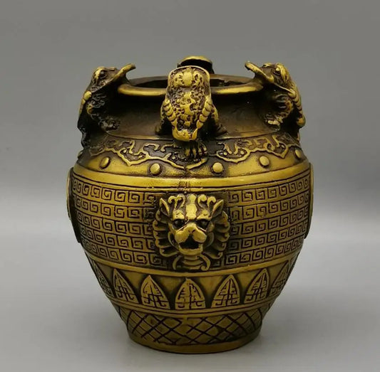 China brass archaize gold toad tank crafts statue