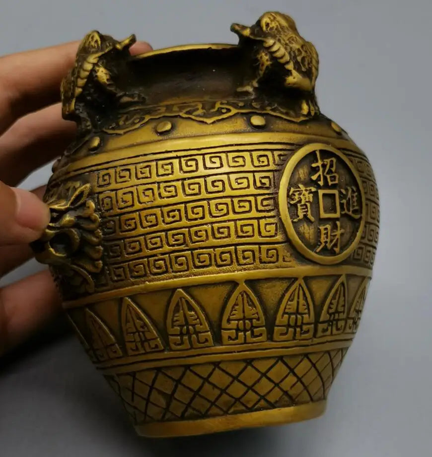 China brass archaize gold toad tank crafts statue