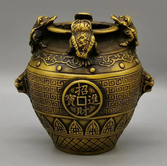 China brass archaize gold toad tank crafts statue