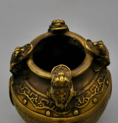 China brass archaize gold toad tank crafts statue