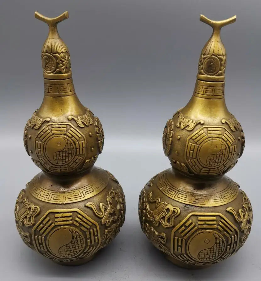 China brass archaize gourd crafts statue A pair