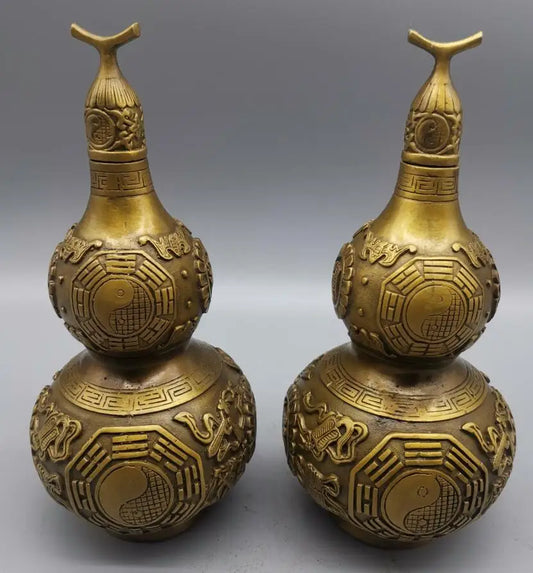 China brass archaize gourd crafts statue A pair
