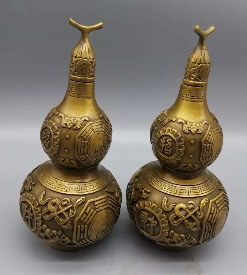 China brass archaize gourd crafts statue A pair
